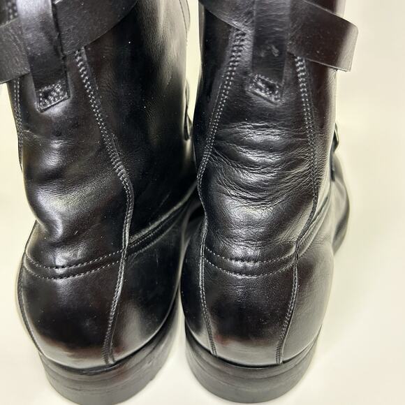 Vintage Dehner\'s Tanker Omaha Black Leather Strap Buckle Moto Boots Sz 8.5 Men\'s main image 12